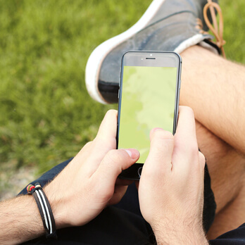 looking at mobile phone